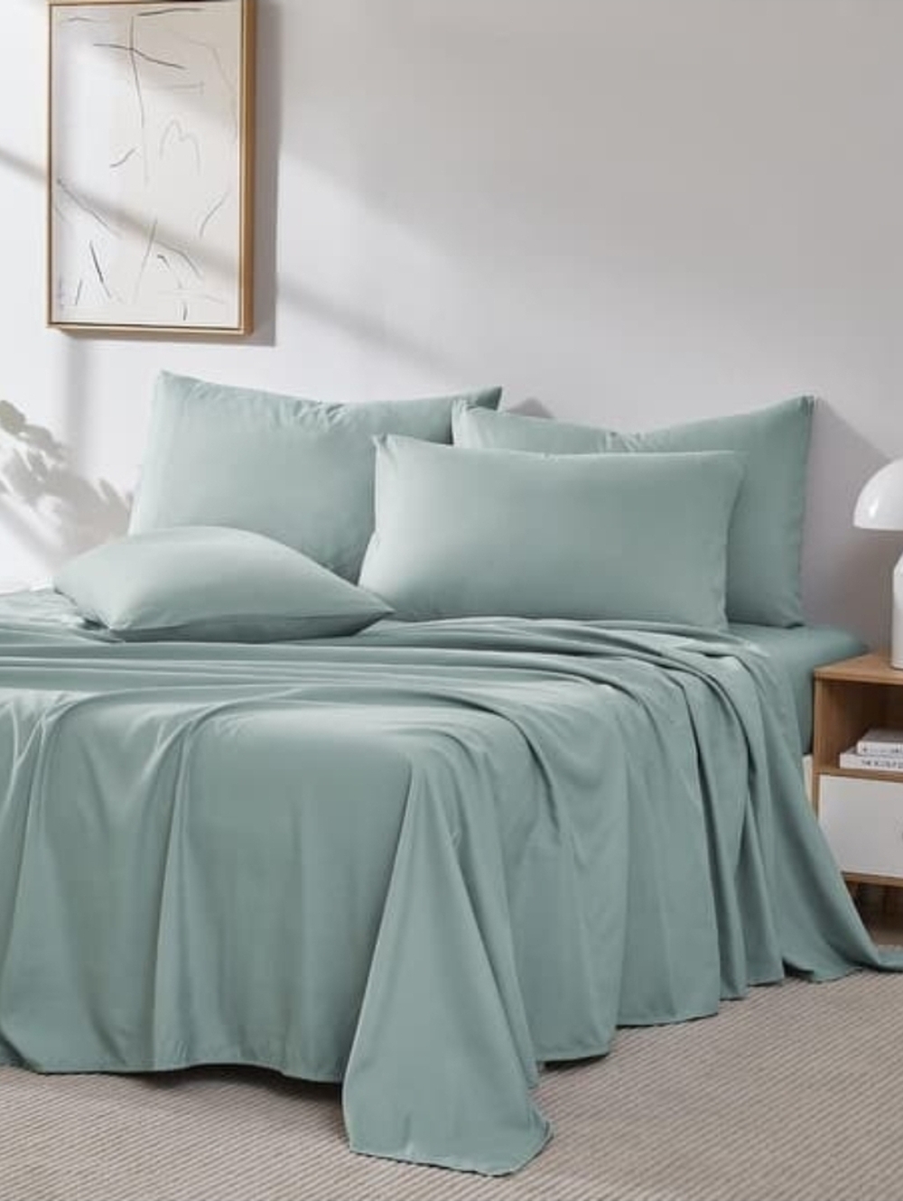 SOUTHSHORE LINENS Vilano 21-in Extra Deep Pocket Pleated Sheet Set QN Steel Blue